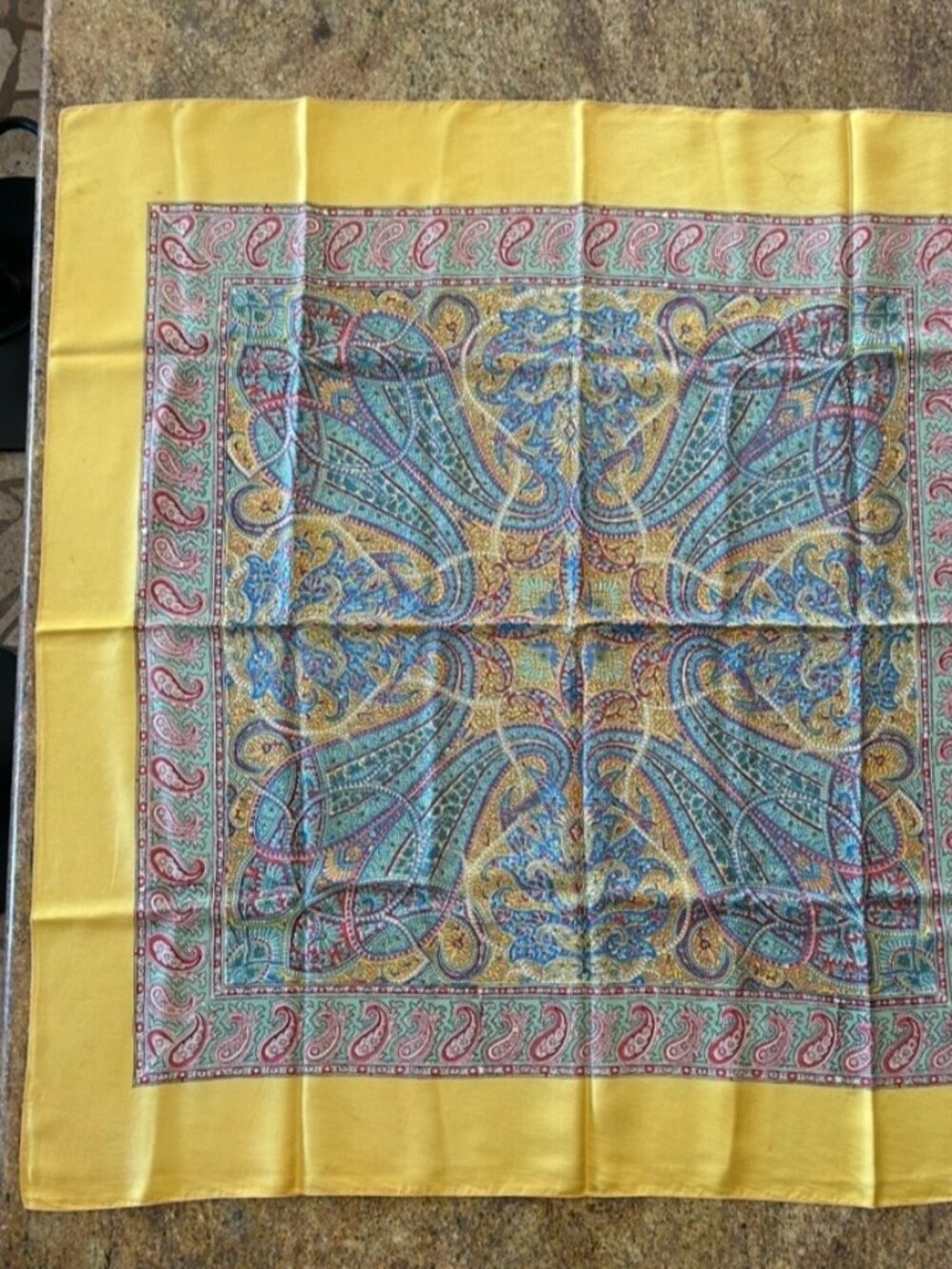 Vintage Liberty of London Large Yellow Silk Scarf Made in England